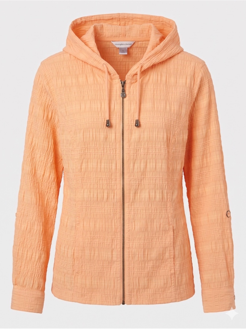 Christopher & Banks Peach Crinkle Zip Hooded Jacket